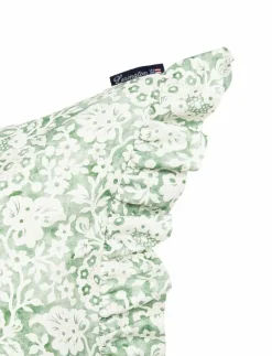 Green Floral Printed Cotton Sateen Pillowcase - Örngott