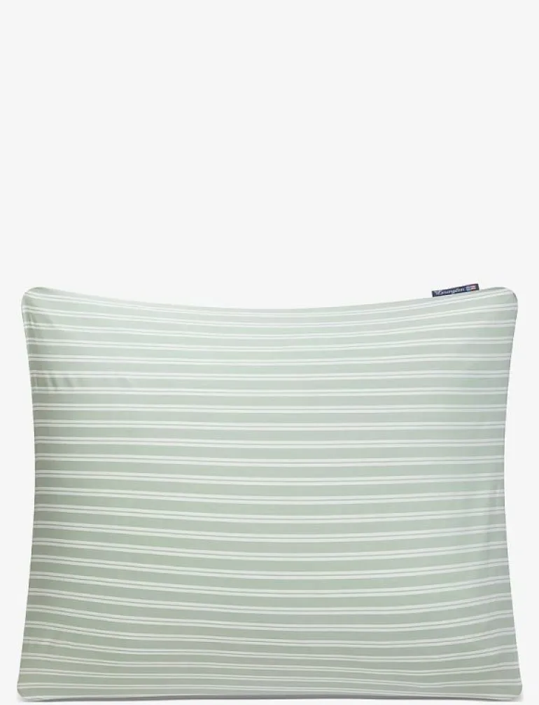 Green/White Striped Cotton Poplin Pillowcase - Örngott
