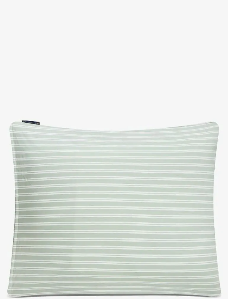Green/White Striped Cotton Poplin Pillowcase - Örngott