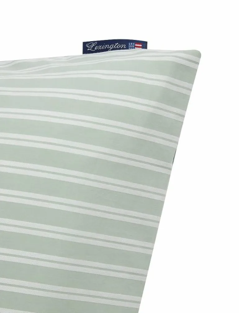 Green/White Striped Cotton Poplin Pillowcase - Örngott