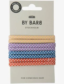 Hair ties squared pattern multicoloured 8-pack, recycled material - Hårsnoddar