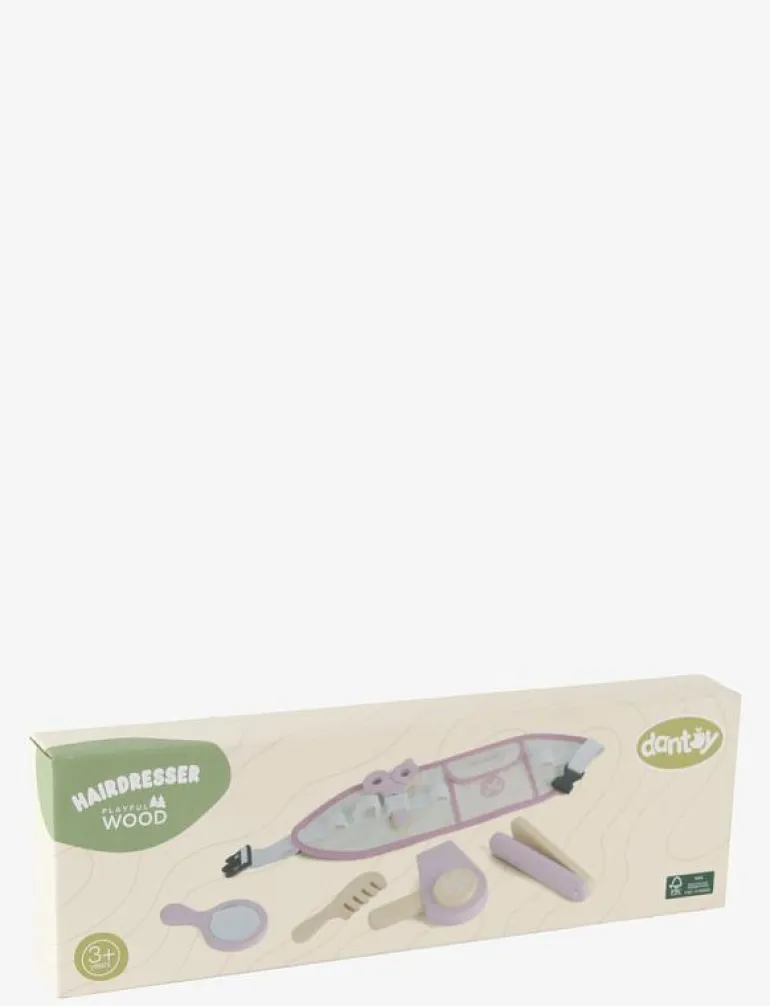 HAIRDRESSER SET WOODEN IN GIFT BOX 6 PARTS - Låtsassmink & Accessoar
