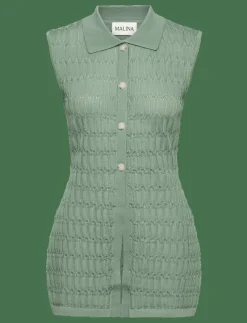 Hele Long Structure Knitted Vest - Stickade västar