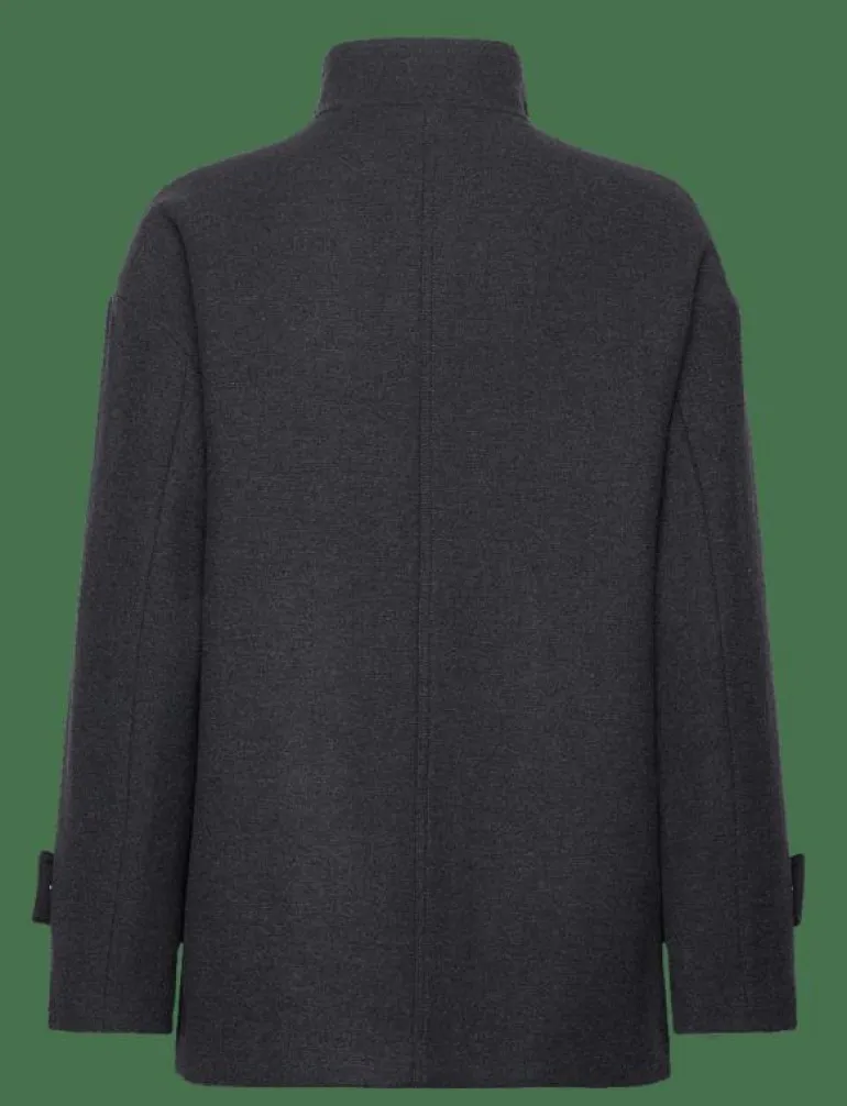 High neck midi wool coat - Ullkappor