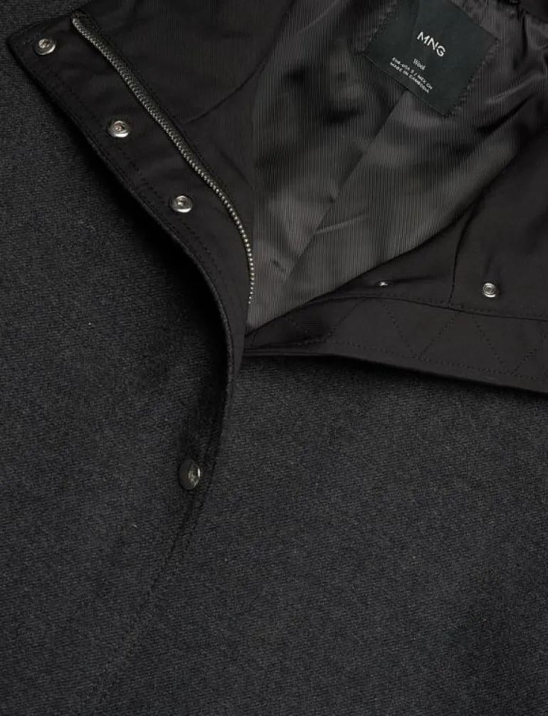 High neck midi wool coat - Ullkappor
