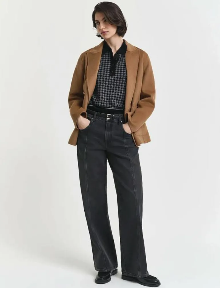HOUNDSTOOTH JACQUARD POLO - Stickat