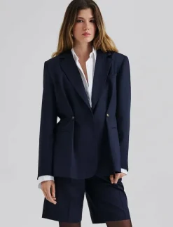 Illiana Fitted Button Detailed Wool Blend blazer - Enkelknäppta kavajer