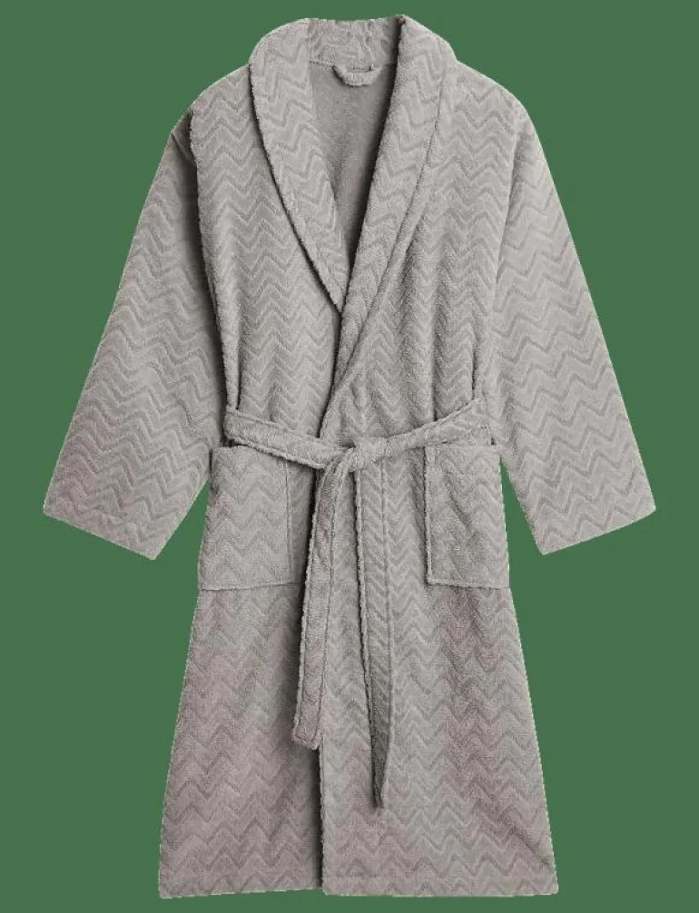 JACQUARD HERRINGBONE ROBE - Morgonrock