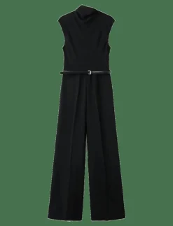 Jumpsuit with draped neck and belt - Jumpsuits