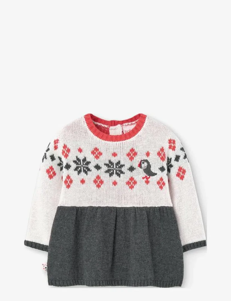 Knitwear dress for baby girl -BCI - Långärmade vardagsklänningar