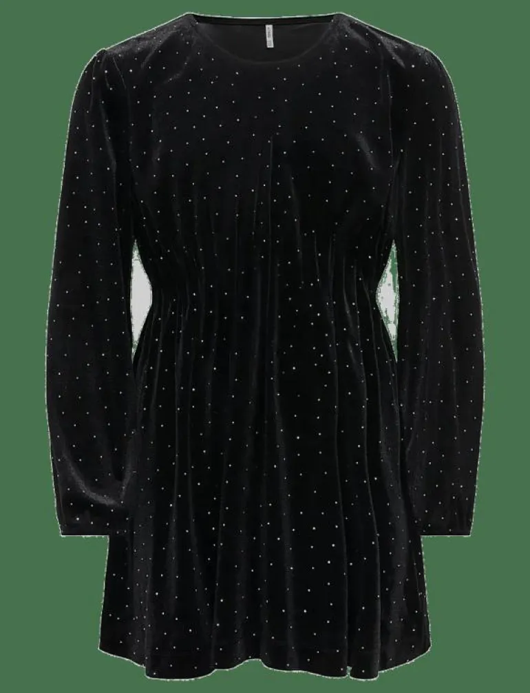 KOGVELLA L/S O-NECK VELVET DRESS JRS - Festklänningar