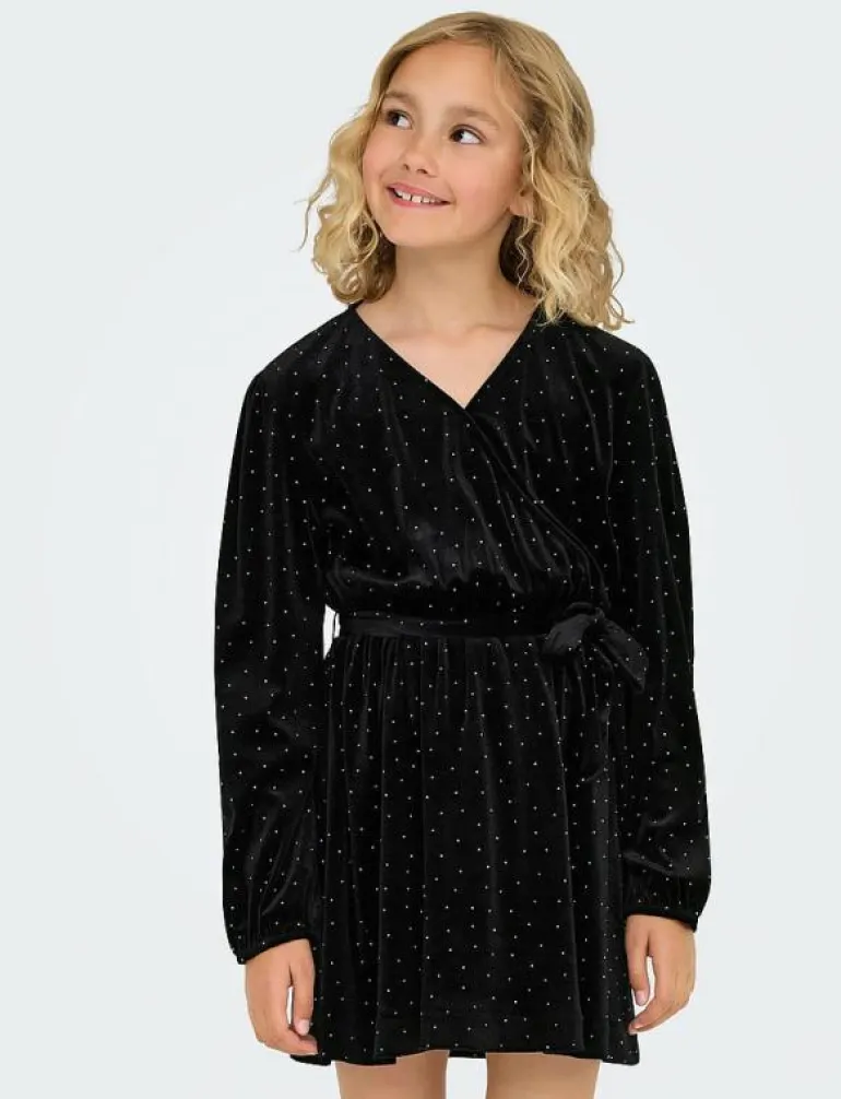 KOGVELLA L/S O-NECK VELVET DRESS JRS - Festklänningar