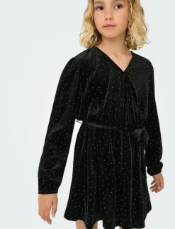 KOGVELLA L/S O-NECK VELVET DRESS JRS - Festklänningar