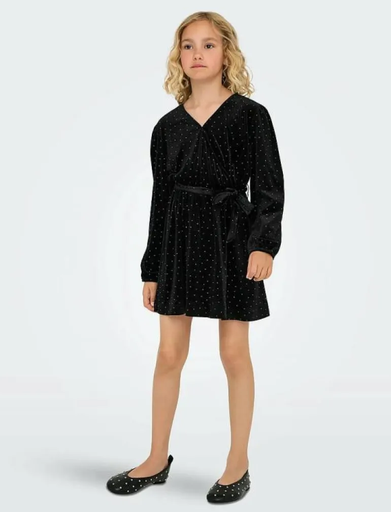KOGVELLA L/S O-NECK VELVET DRESS JRS - Festklänningar