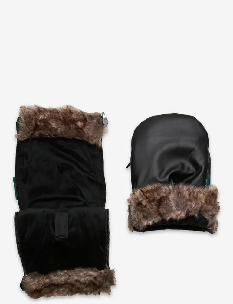 KONG.WALTHER Black Fur Stroller Gloves - Barnvagnstillbehör