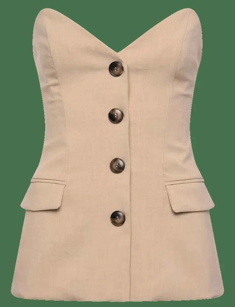 KYLIAN BUTTON FRONT TOP - Linnen