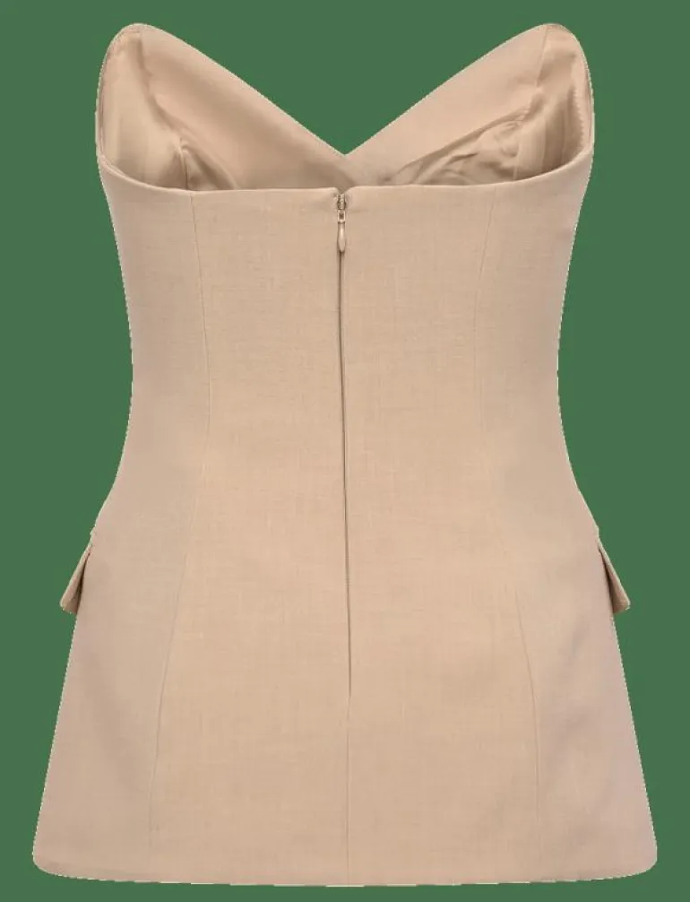 KYLIAN BUTTON FRONT TOP - Linnen