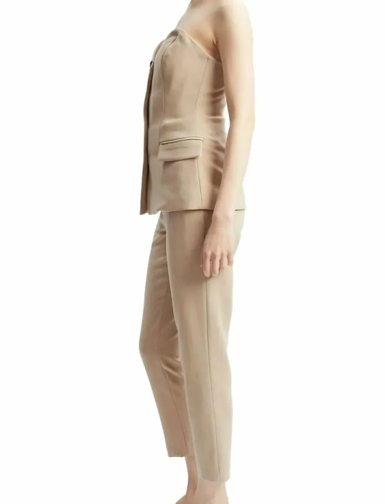 KYLIAN BUTTON FRONT TOP - Linnen