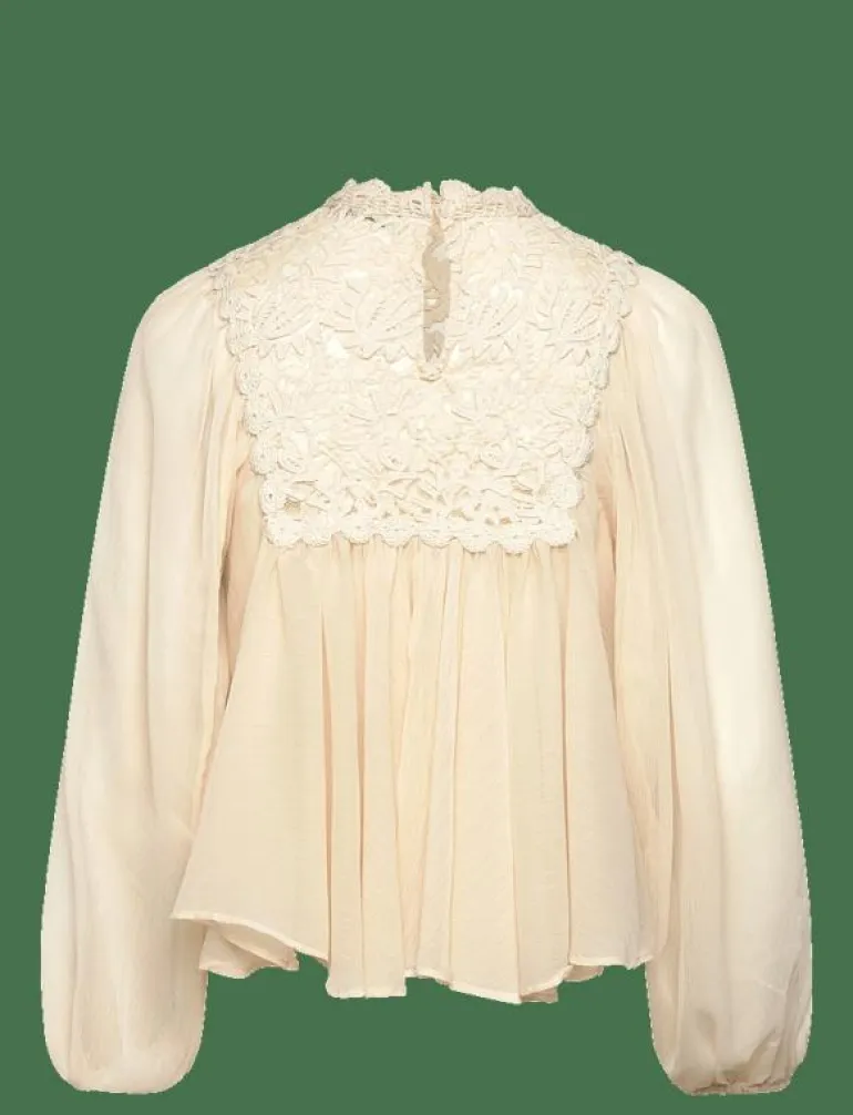 Lace combination blouse - Långärmade blusar