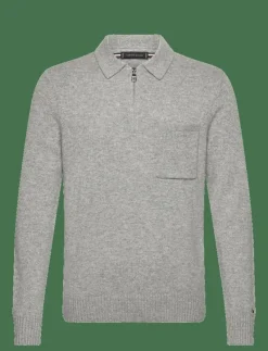 LAMBSWOOL ZIP POLO - Långärmade pikéer