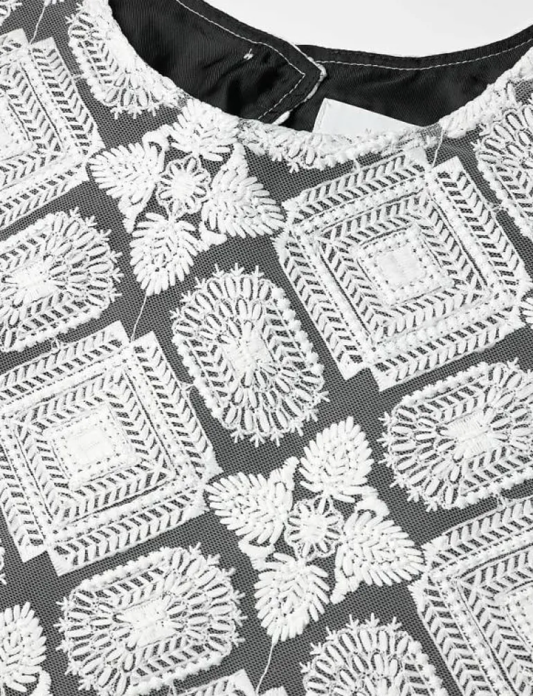 LEJSE BLOUSE WHITE EMBROIDERY - Kortärmade blusar