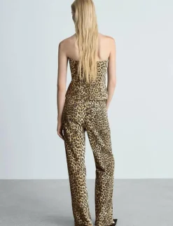 Leopard-print corset top - Linnen