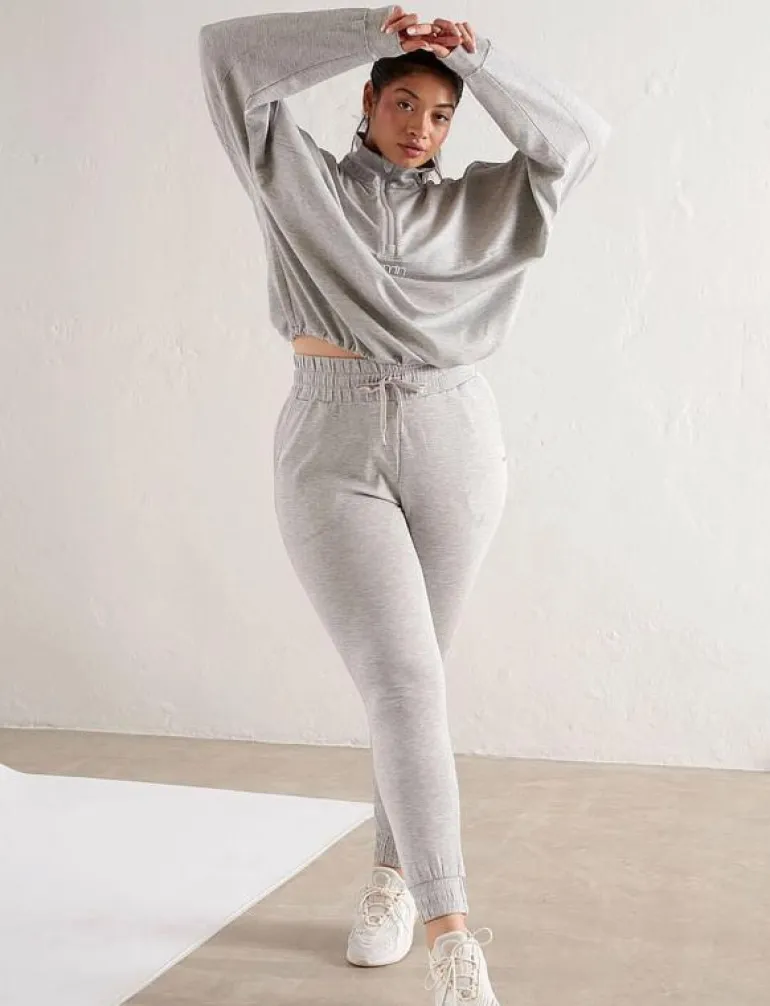 Light Grey Melange Comfy Sweatpants - Sweatpants