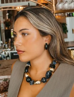 Lolla chunky necklace beige - Statementhalsband