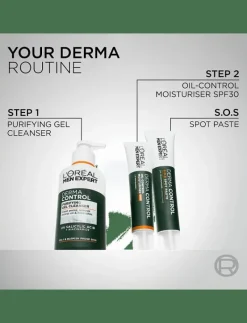 L'Oréal Paris Men Expert Derma Control 2-i-1 punktbehandling & ansiktsmask för oren hud 45 ml - Ansiktsvård