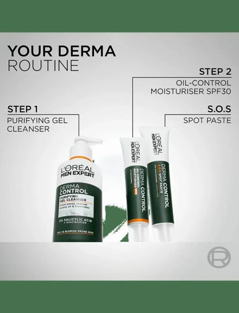L'Oréal Paris Men Expert Derma Control 2-i-1 punktbehandling & ansiktsmask för oren hud 45 ml - Ansiktsvård