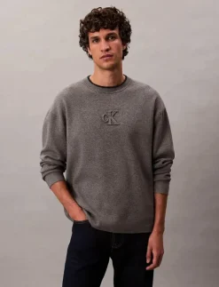 LS EMBOSSED LOGO CREWNK SWEATER - Rundhalsad