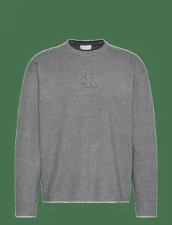 LS EMBOSSED LOGO CREWNK SWEATER - Rundhalsad
