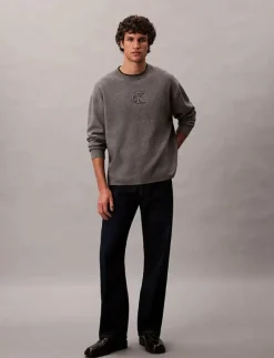 LS EMBOSSED LOGO CREWNK SWEATER - Rundhalsad