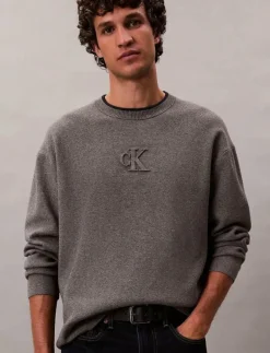 LS EMBOSSED LOGO CREWNK SWEATER - Rundhalsad