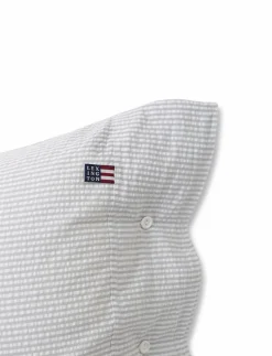 Lt Gray/White Striped Cotton Seersucker Pillowcase - Örngott
