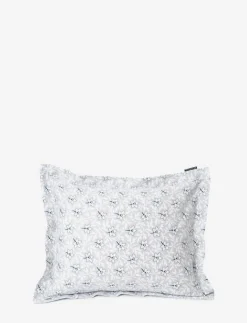 LtGray/Blue Flower Print Cotton Sateen Pillowcase - Örngott