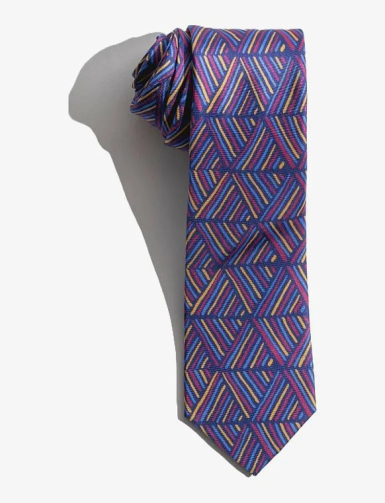 Malik Navy Burgundy Blue Silk Tie - Slipsar