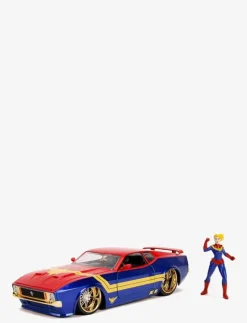 Marvel Captain Marvel 1973 Ford Mustang Mach med Figur 1:24 - Leksaksbil