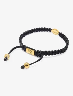 Men's Black String Bracelet with Gold Evil Eye - Armband