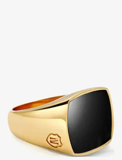 Men's Gold Signet Ring with Onyx - Ringar