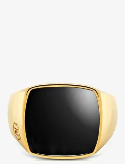 Men's Gold Signet Ring with Onyx - Ringar