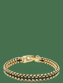 Men's Green Woven 8mm Box Chain Bracelet in Gold - Armband
