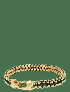 Men's Green Woven 8mm Box Chain Bracelet in Gold - Armband