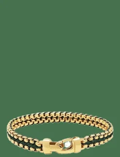 Men's Green Woven 8mm Box Chain Bracelet in Gold - Armband