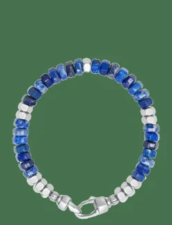 Men's Hexagon Beaded Bracelet with Blue Lapis and Silver - Armband
