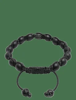 Men's Silver Beaded Bracelet with Matte Onyx & CZ Beads - Armband