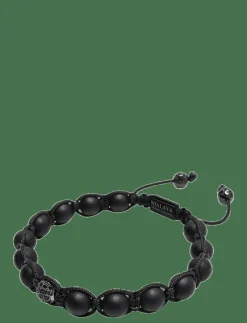 Men's Silver Beaded Bracelet with Matte Onyx & CZ Beads - Armband