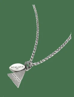 Men's Silver Necklace with Turquoise Evil Eye and Eye of Ra Pendant - Halsband