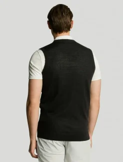 Merino Blend Knitted V-Neck Vest - Stickat
