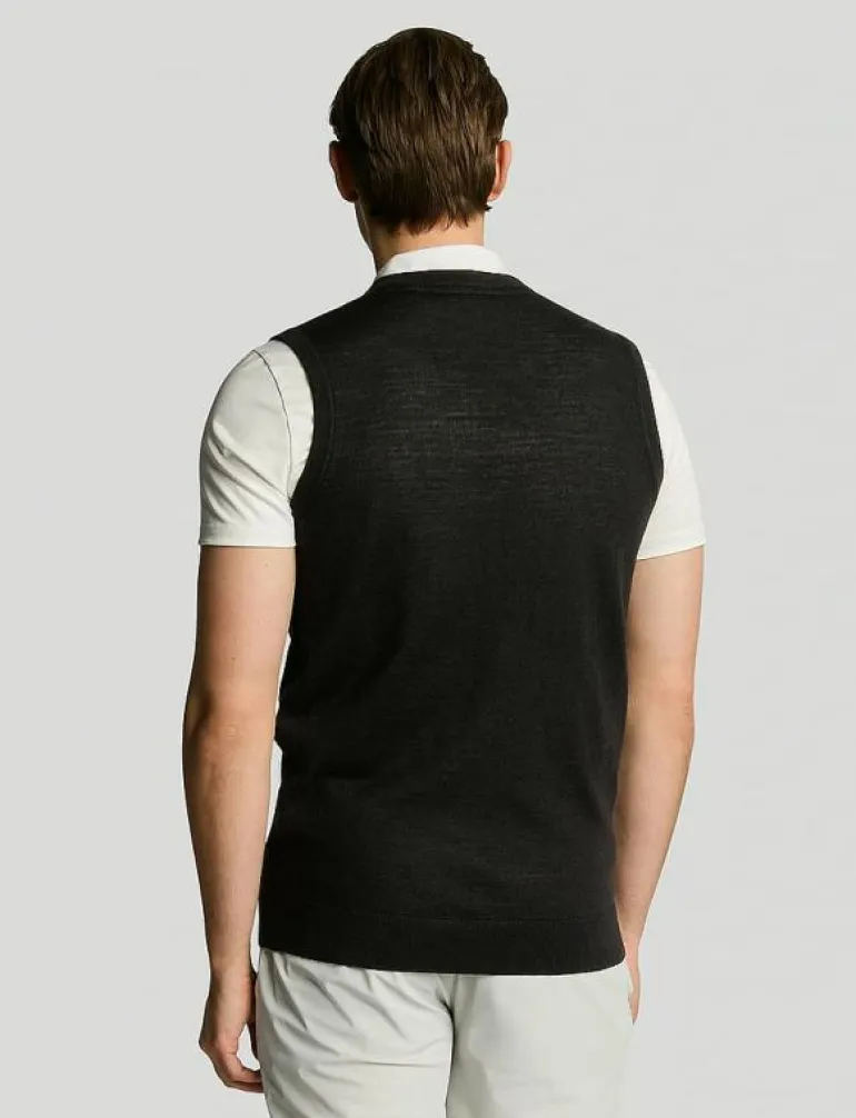 Merino Blend Knitted V-Neck Vest - Stickat